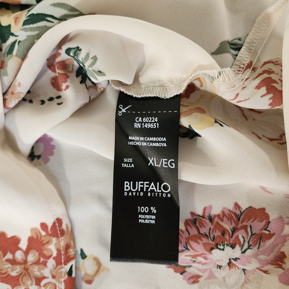 Buffalo David Bitton Women's Short Sleeve XL Blouse with Patch Pocket Floral - Picture 5 of 9